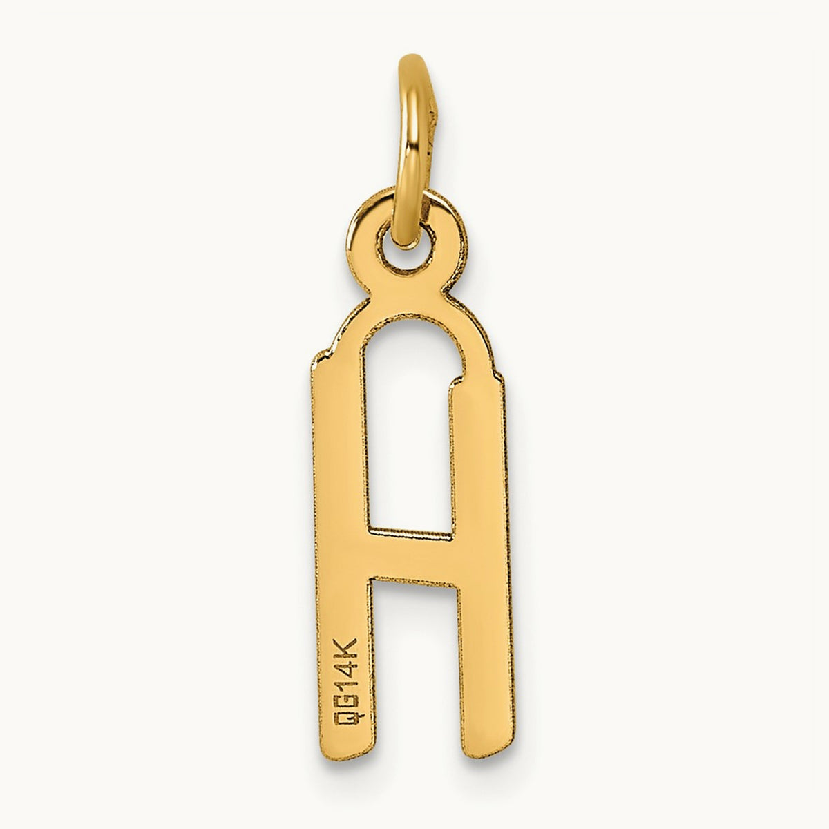 Slanted Block Initial Charm — 14K Yellow Gold, H