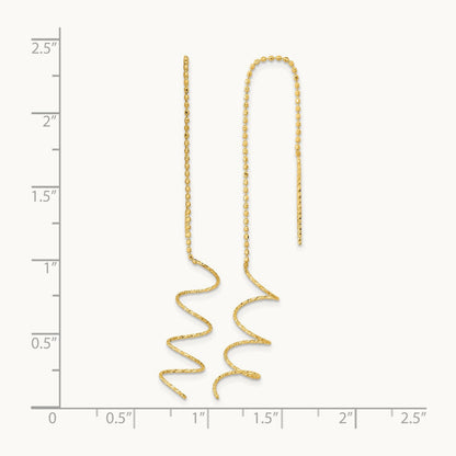 Polished Diamond-cut Spiral Threader Earrings — 14K Yellow Gold