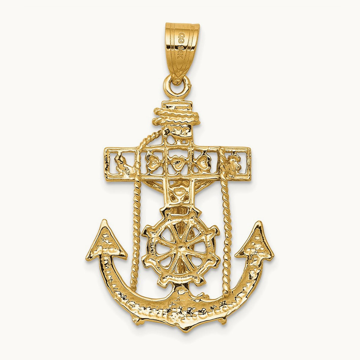 Mariners Cross Pendant — 14K Yellow Gold, 36mm