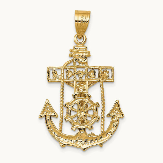 Mariners Cross Pendant — 14K Yellow Gold, 36mm