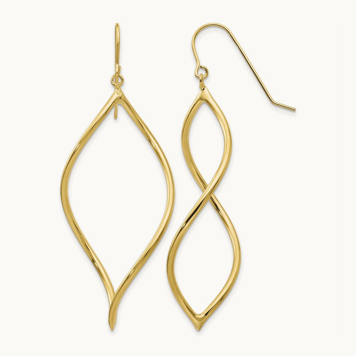 Twisted Drop Earrings, 14K