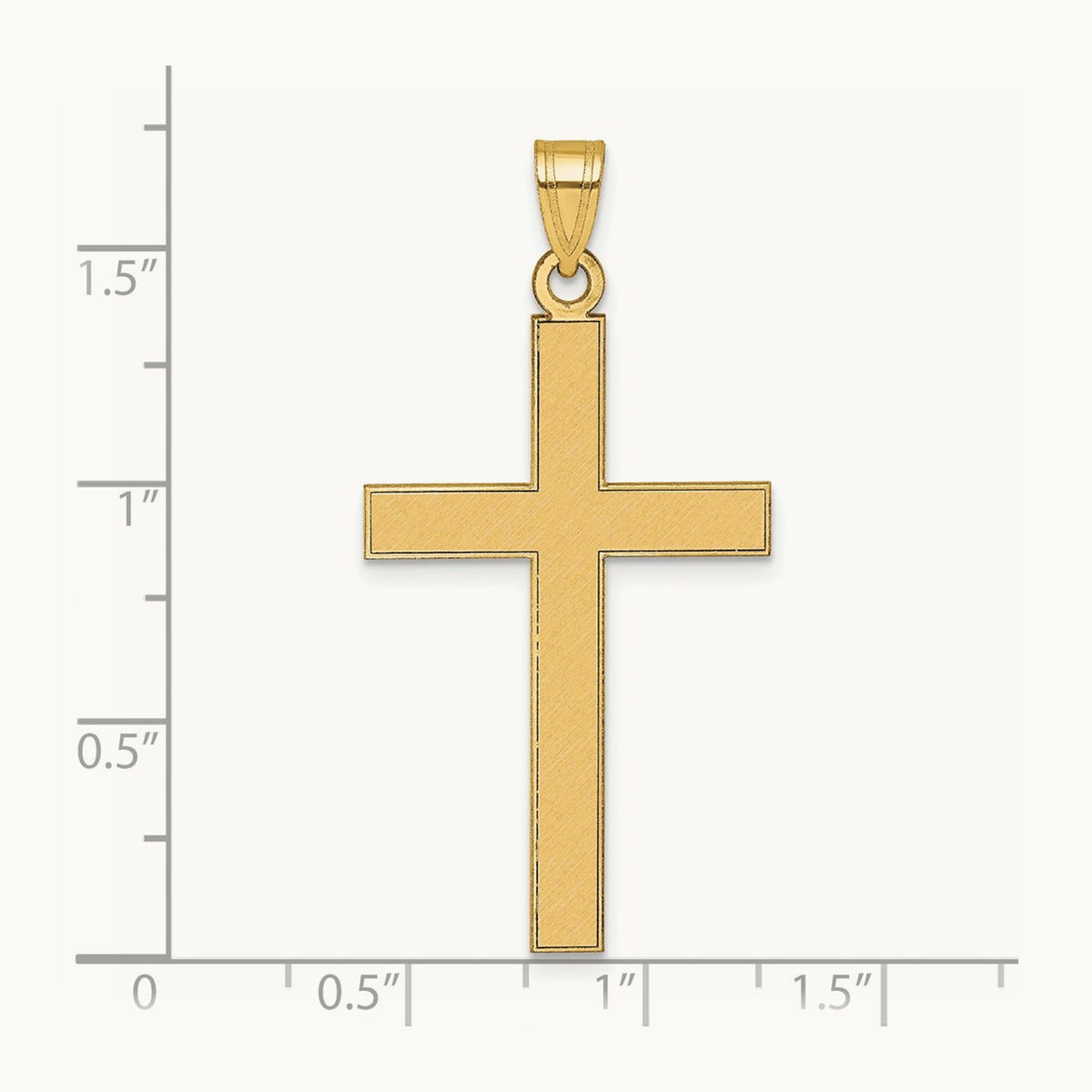 Florentine Satin Cross Pendant — 14K Yellow Gold, 42.6mm