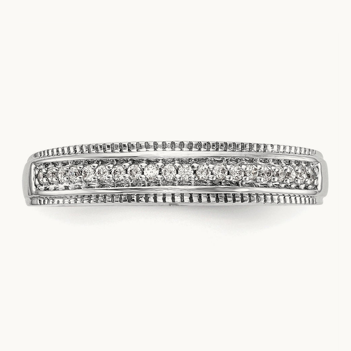 Complete Diamond Trio Ladies Wedding Band, 14K White Gold