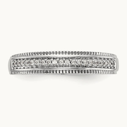 Complete Diamond Trio Ladies Wedding Band, 14K White Gold