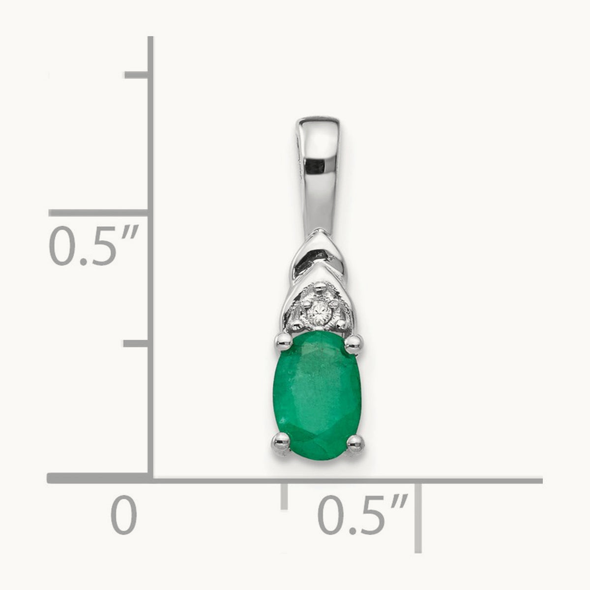 Emerald and Diamond Pendant — 14K White Gold