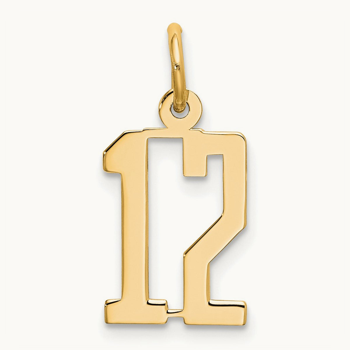 Small Elongated Number 12 Charm, 14K