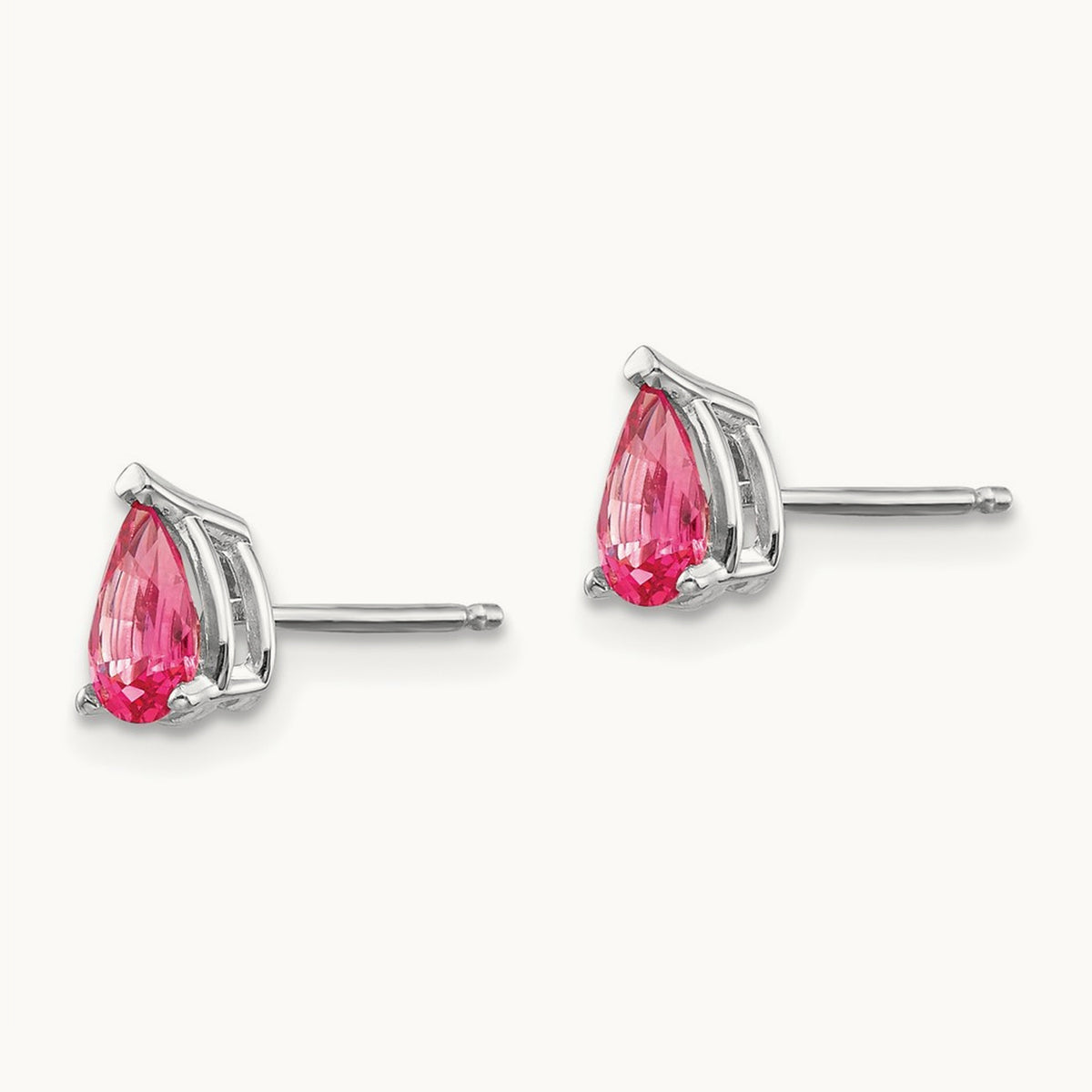 Pink Spinel Earrings, 14K White Gold