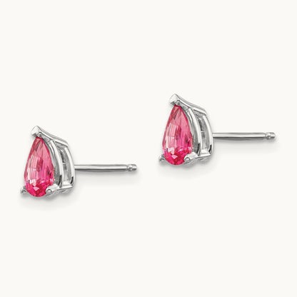Pink Spinel Earrings, 14K White Gold