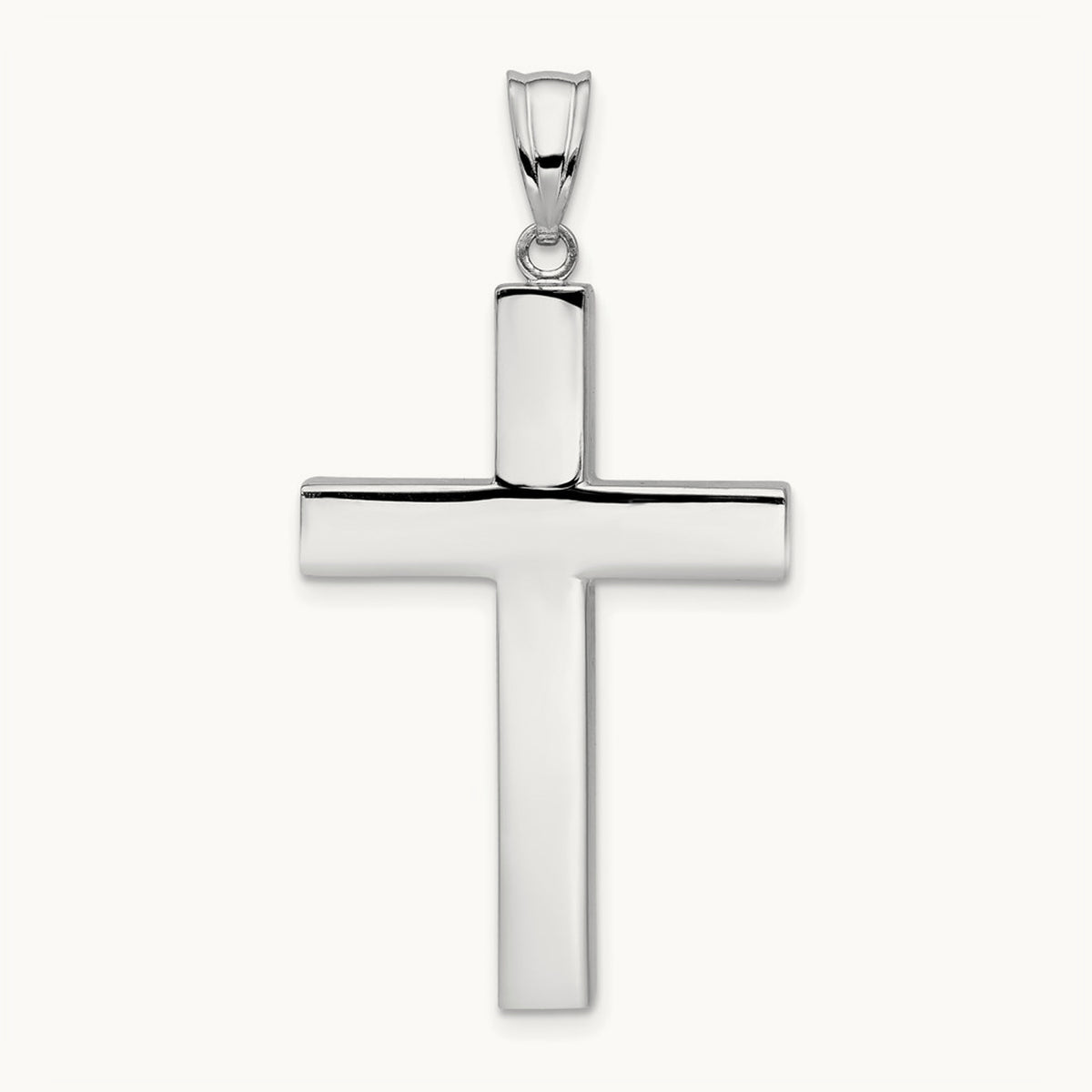 Polished Hollow Cross Pendant, 14K White Gold