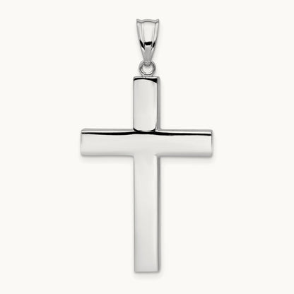 Polished Hollow Cross Pendant, 14K White Gold