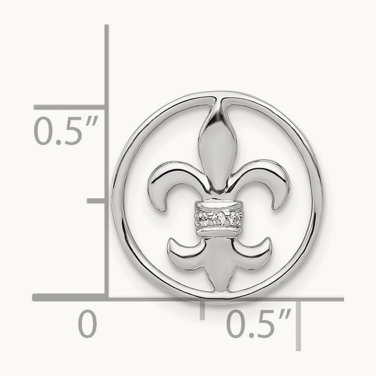 .01ct. Diamond Fleur De Lis Chain Slide, 14K White Gold