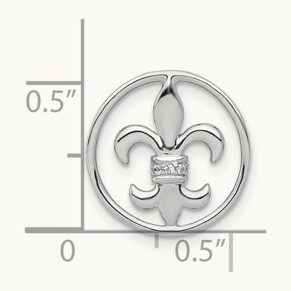 .01ct. Diamond Fleur De Lis Chain Slide, 14K White Gold