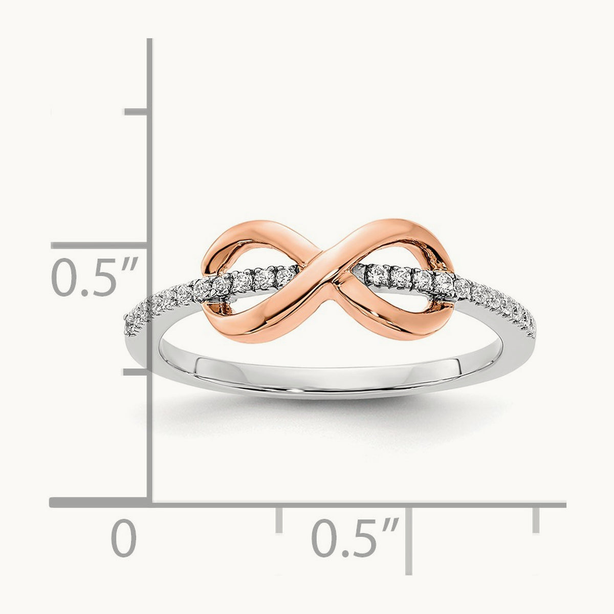 & Rose Polished Infinity Diamond Ring, 14K Two-tone White