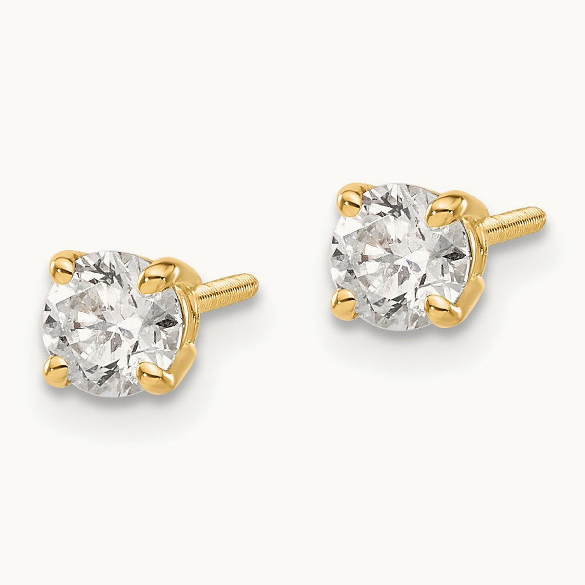 Round Diamond Stud Earrings — 14K Yellow Gold, 0.60 ct tw