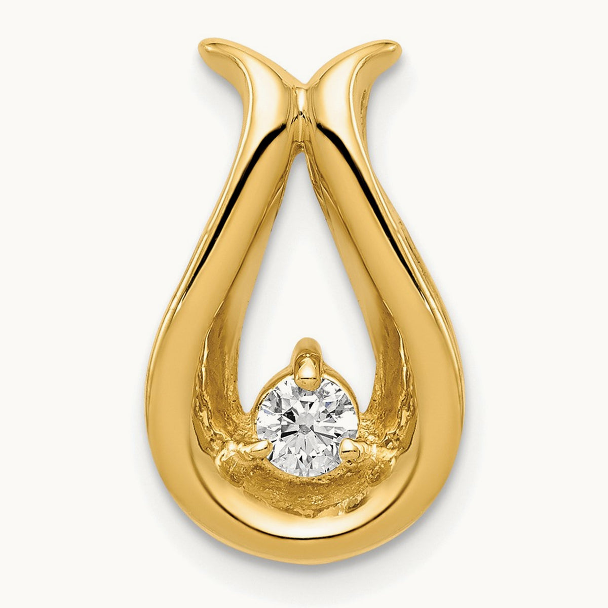 A Diamond Teardrop Shape Chain Slide — 14K Yellow Gold
