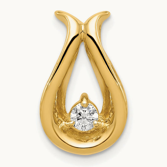 A Diamond Teardrop Shape Chain Slide — 14K Yellow Gold