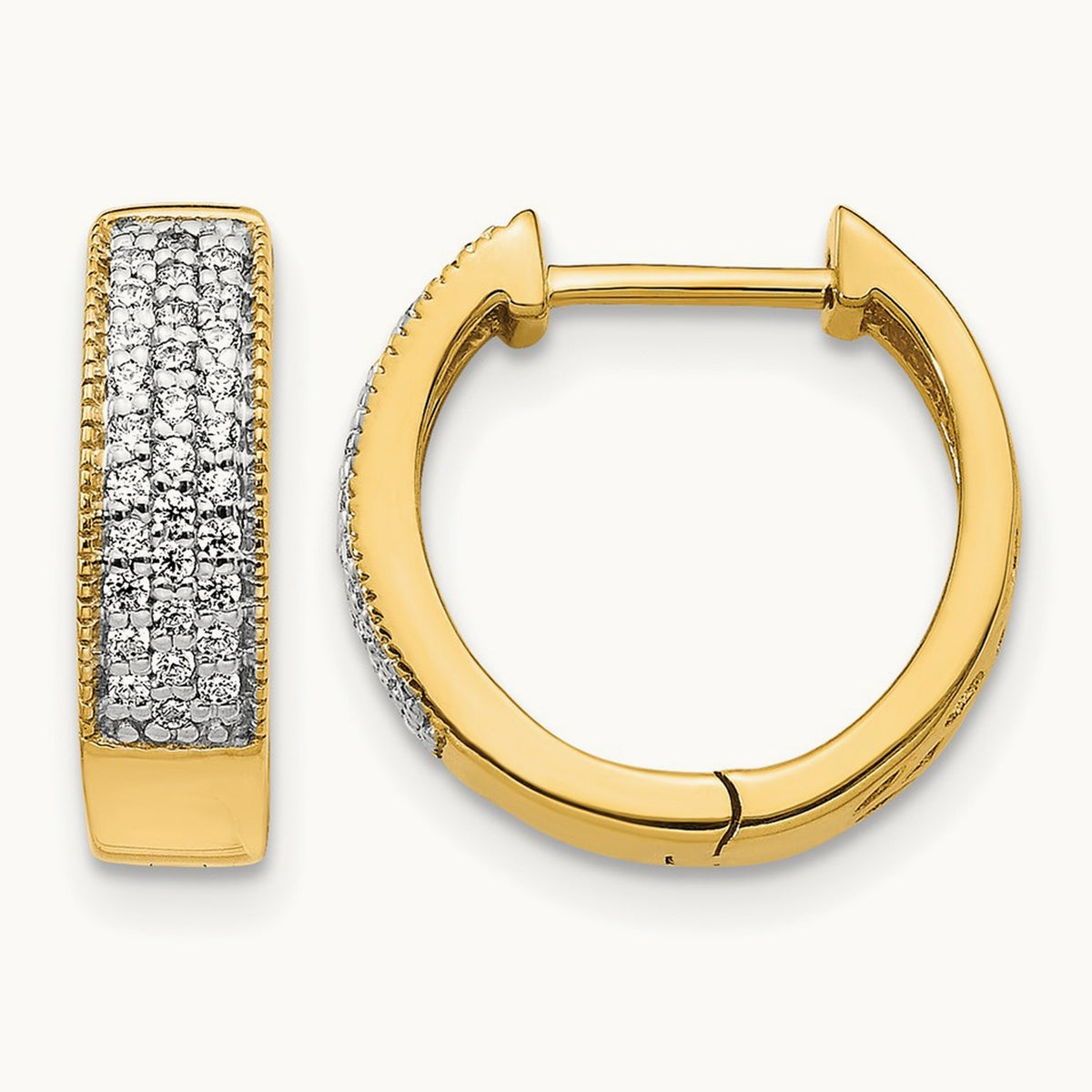 Diamond Hinged Hoop Earrings, 14K