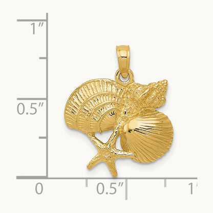 Four Shell Cluster Pendant, 14K