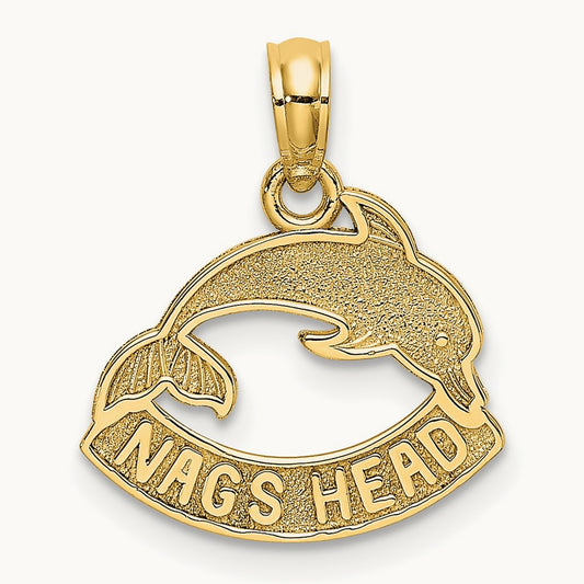Textured NAGS HEAD w/ Dolphin Charm, 14K