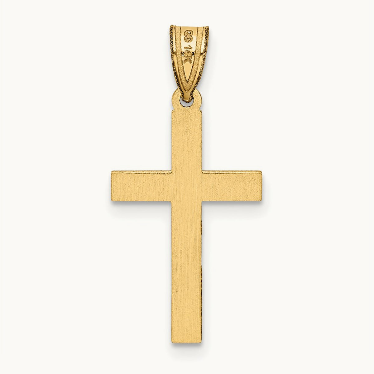 Florentine Satin Cross Pendant — 14K Yellow Gold, 25mm