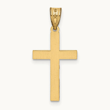 Florentine Satin Cross Pendant — 14K Yellow Gold, 25mm