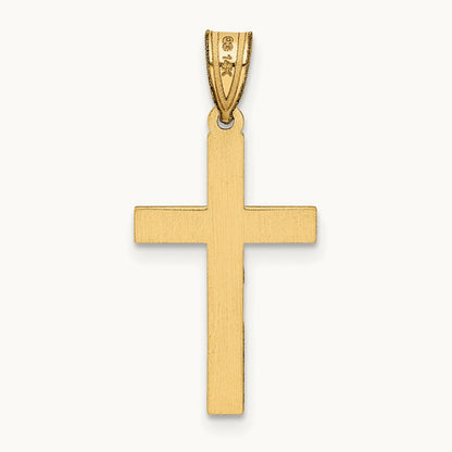 Florentine Satin Cross Pendant — 14K Yellow Gold, 25mm