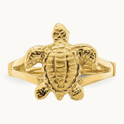 Textured Sea Turtle Ring, 14K