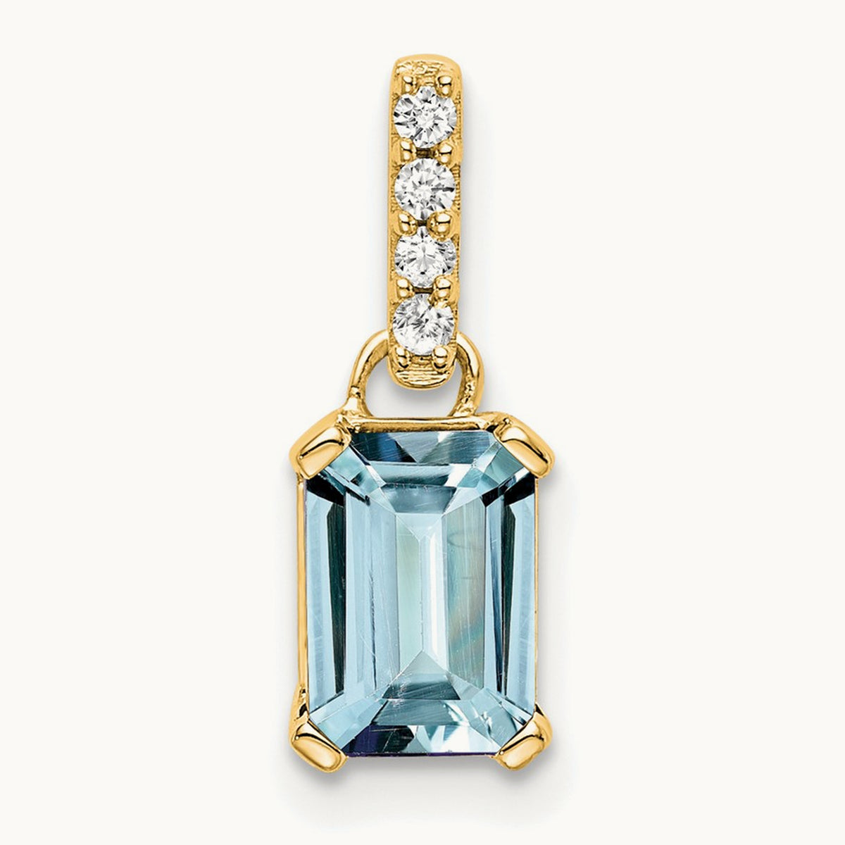 Aquamarine and Diamond Pendant — 14K Yellow Gold