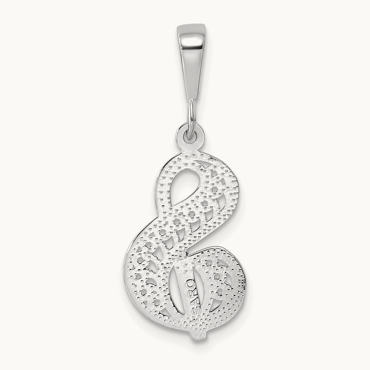 Solid Polished Script Filigree Initial Pendant — S