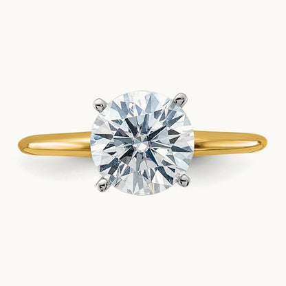 Round Solitaire Engagement Ring, 2.00 ct tw Lab-Grown Diamond — 14K Two-Tone