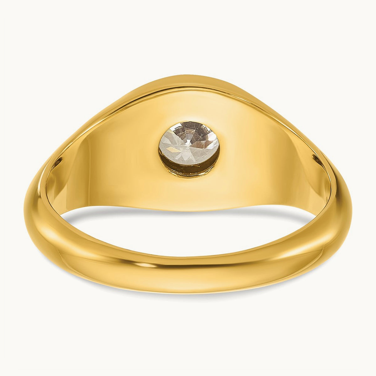 Round Men's Ring, 1.00 ct tw Lab-Grown Diamond — 14K Yellow Gold
