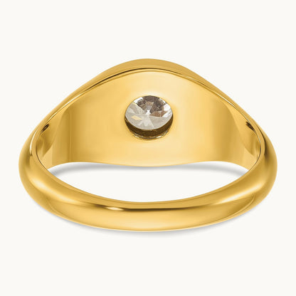 Round Men's Ring, 1.00 ct tw Lab-Grown Diamond — 14K Yellow Gold