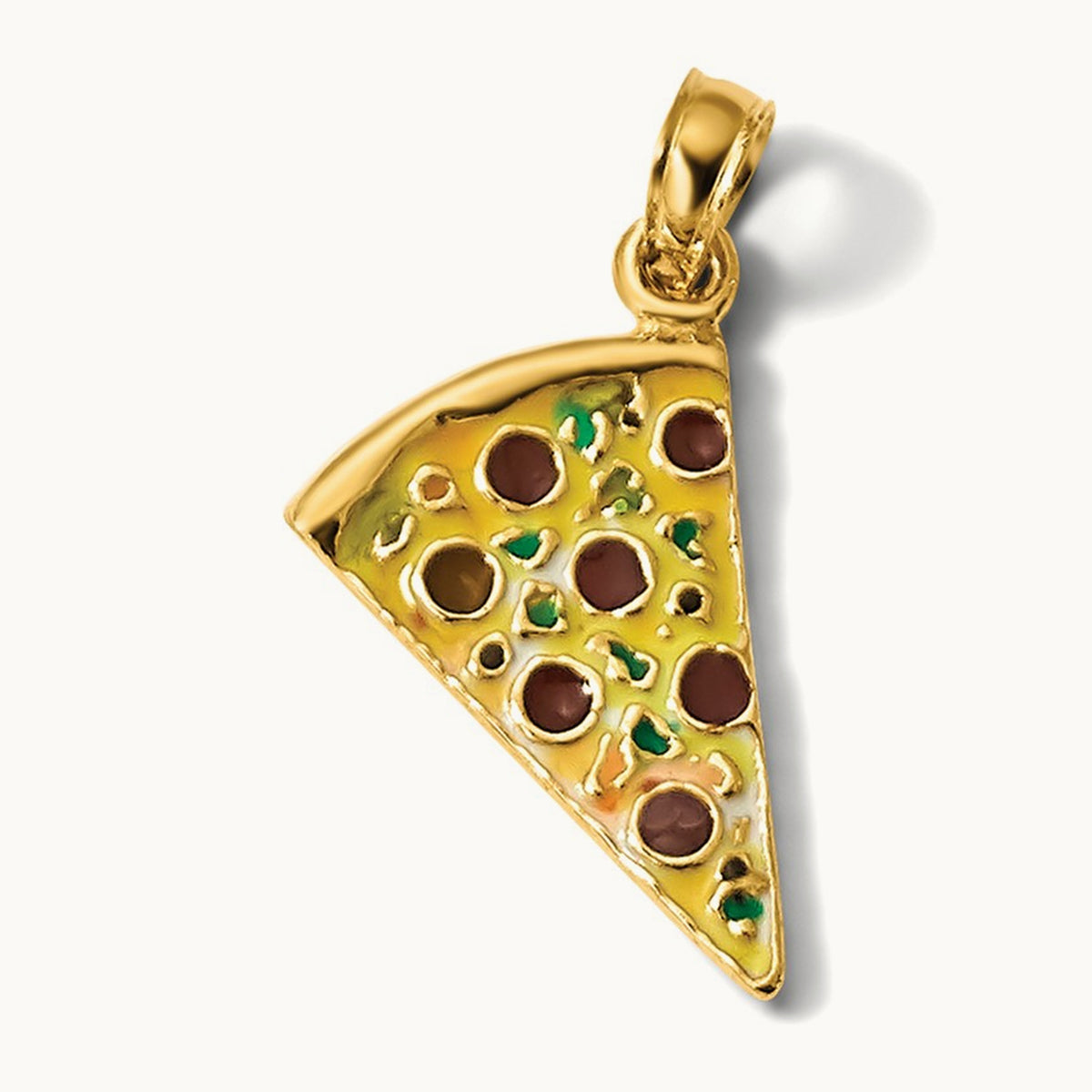 Enameled Pizza Slice Pendant, 14K