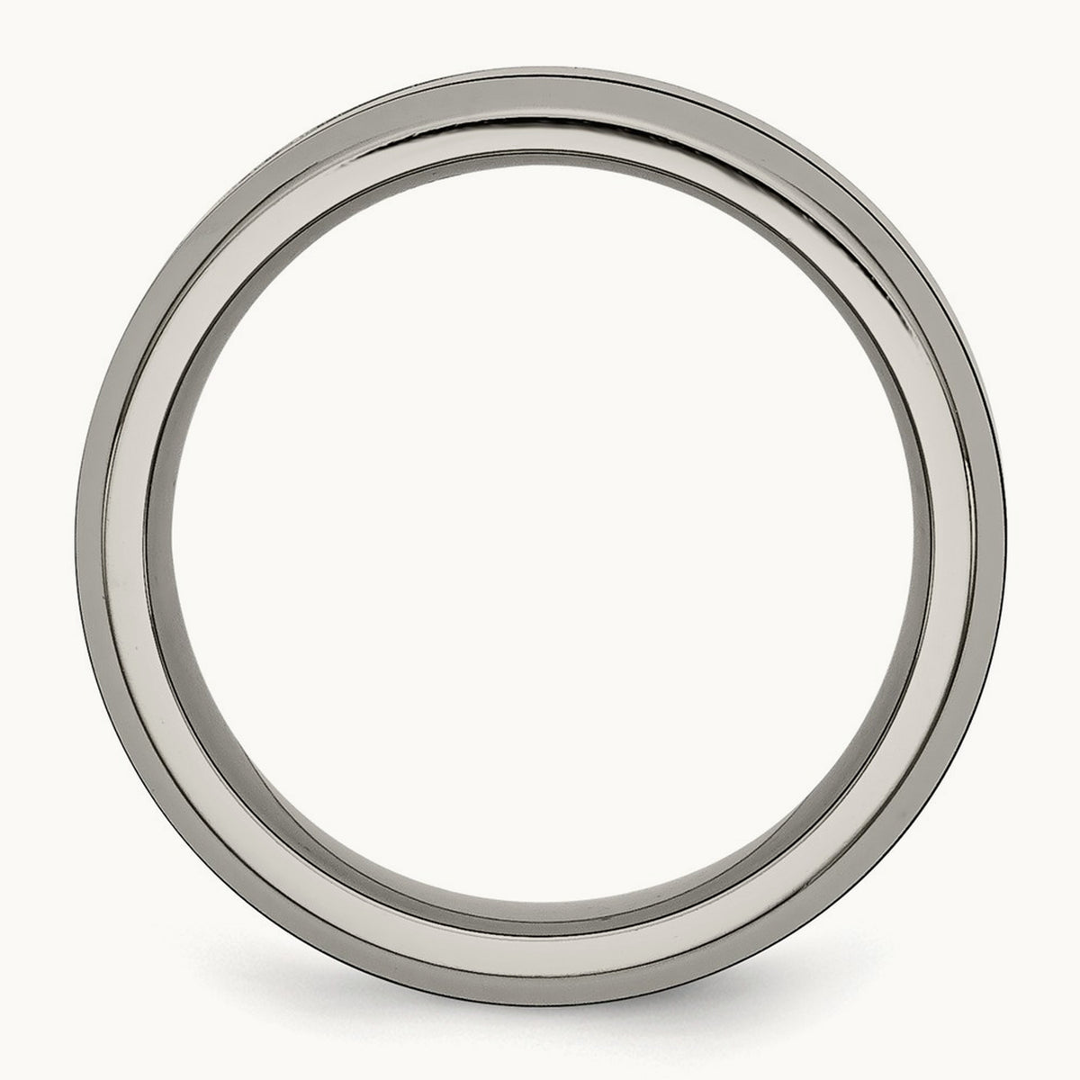 Polished with Black Ceramic Center Beveled Band — photo set