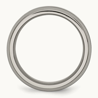 Polished with Black Ceramic Center Beveled Band — photo set