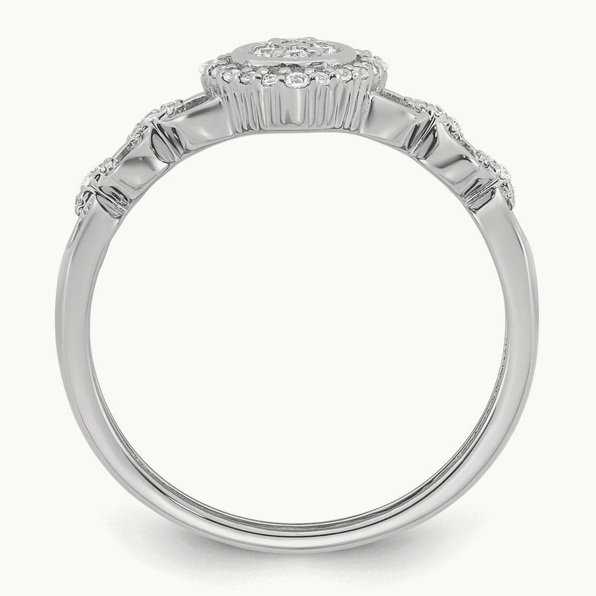 Complete Diamond Round Cluster Halo Engagement Ring — 14K White Gold