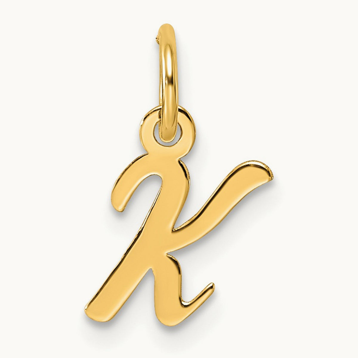 Small Script Letter K Initial Charm, 14K