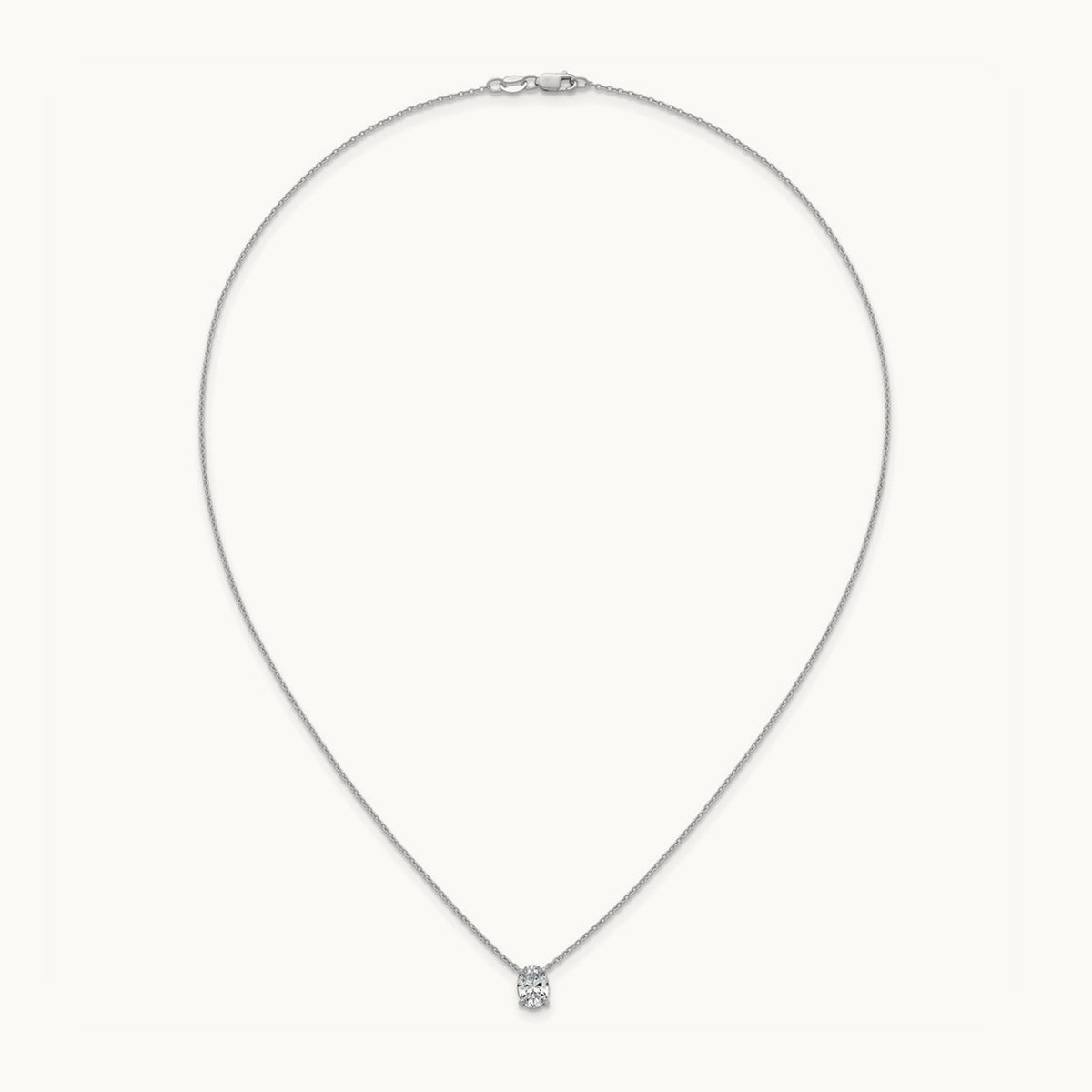 Oval Pendant Necklace, 0.25-4.00 ct tw Lab-Grown Diamond — 1 ct, 14K White Gold