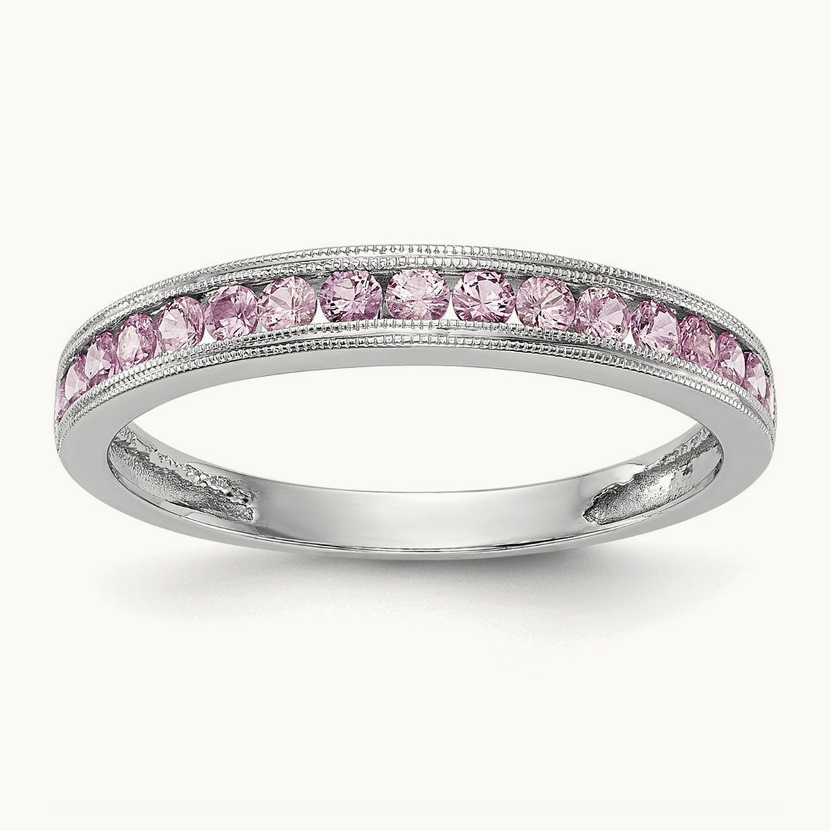 Pink Sapphire Band, 14K White Gold
