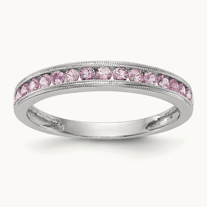 Pink Sapphire Band, 14K White Gold