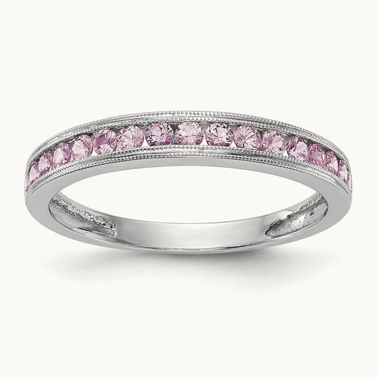 Pink Sapphire Band, 14K White Gold