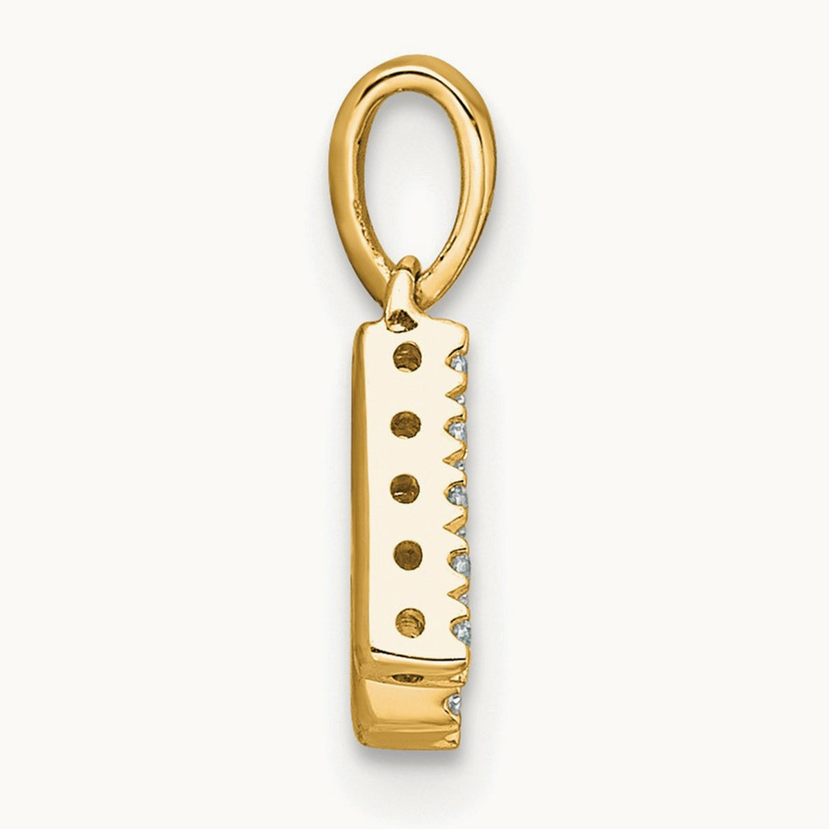 Diamond Initial with Bail Pendant — 14K Yellow Gold, K