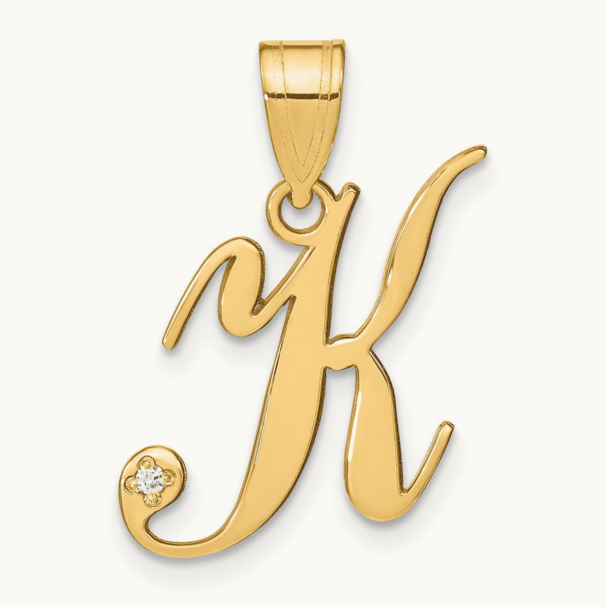 Script Initial Pendant with Diamond — K