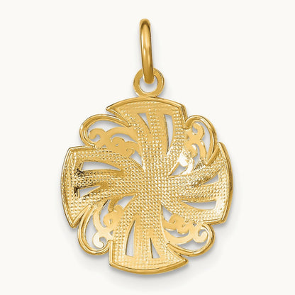 w/Rhodium Pinwheel Medallion Charm, 14K
