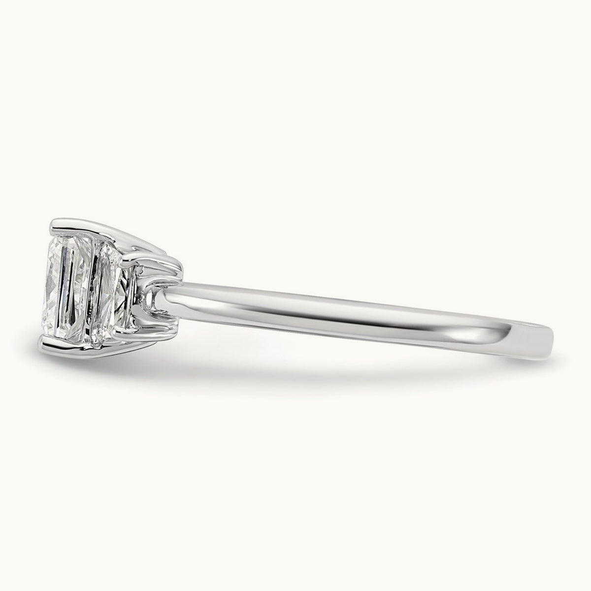Princess & Trapezoid Engagement Ring — 14K White Gold, 1 3/8 ct, 7
