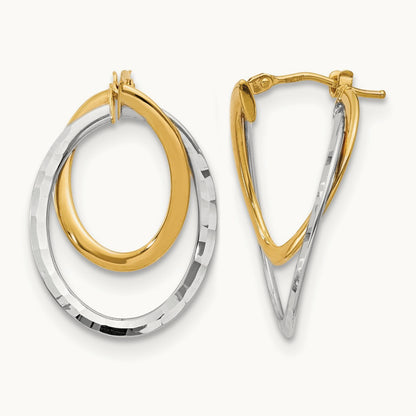 Polished Fancy Hoop Earrings, 14K with White Rhodium — Leslie's