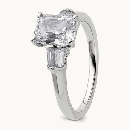 3 Stone Engagement Ring, 1.75 ct tw Lab-Grown Diamond — 14K White Gold