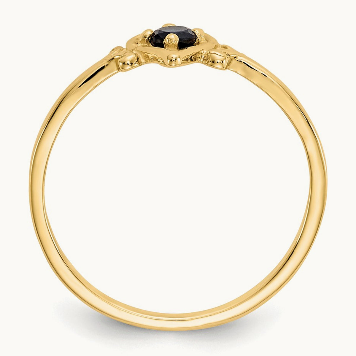 Sapphire Birthstone Heart Ring — 14K Yellow Gold, 7