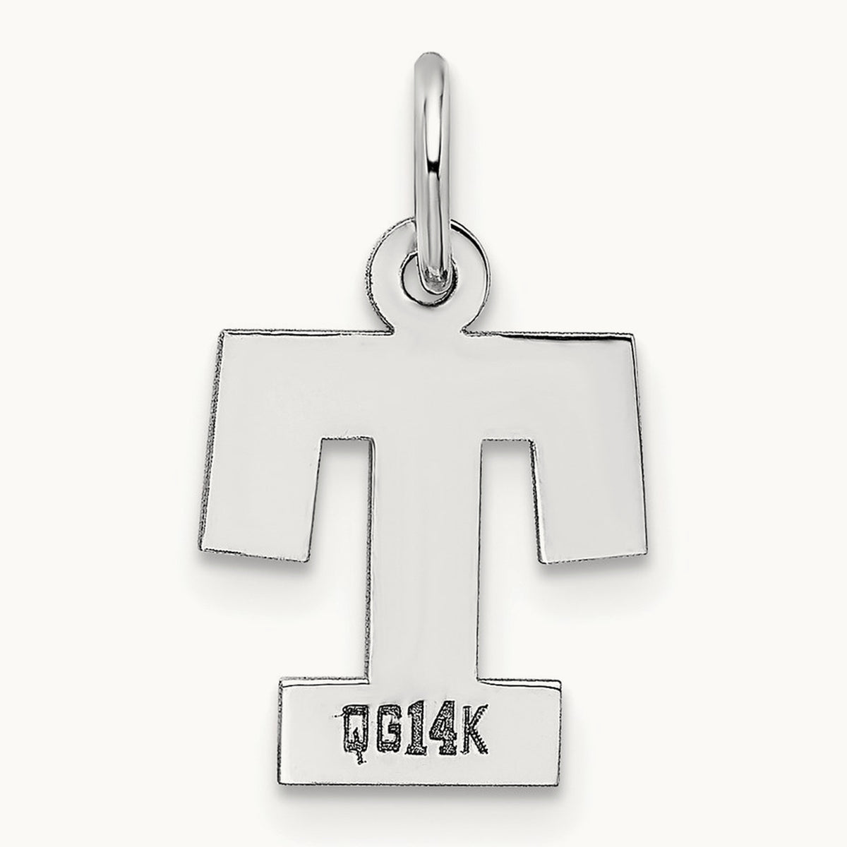 Small Block Initial Charm — 14K White Gold, T