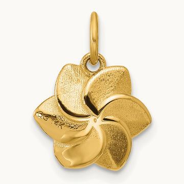 Polished Daffodil Flower Pendant, 14K